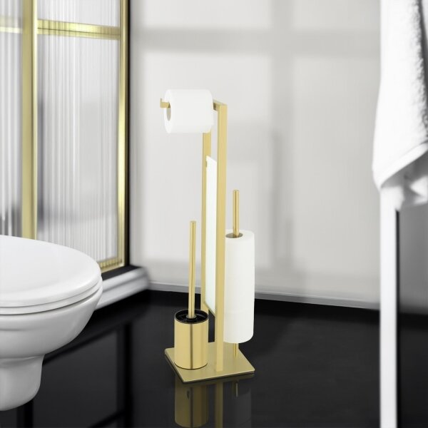 WENKO 26034100 - WC set RIVALTA 18x70 cm nerez/zlatá/bílá/černá