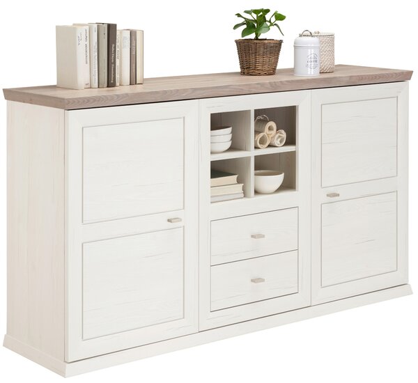 KOMODA, šedá, bílá, 160/89/43 cm Hom`in - Široké komody
