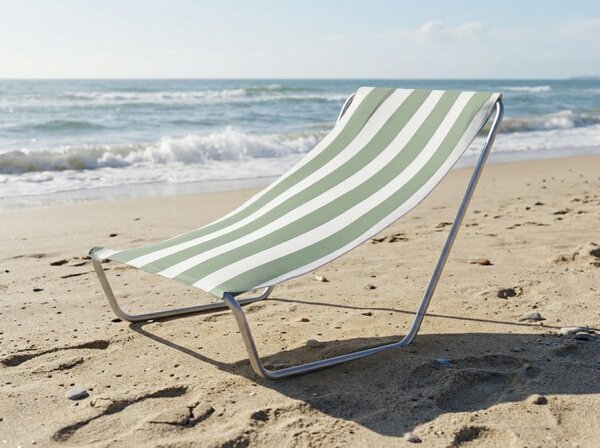 Skládací plážové lehátko SAND, světle zelené pruhy