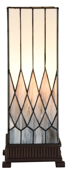 Bílo-šedá stolní lampa Tiffany Paulette - 17*17*43 cm E27/ 1*40W - Clayre & Eef