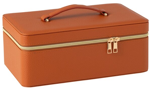 Koňakově hnědá koženková šperkovnice J-line Jewly 30 x 19 cm