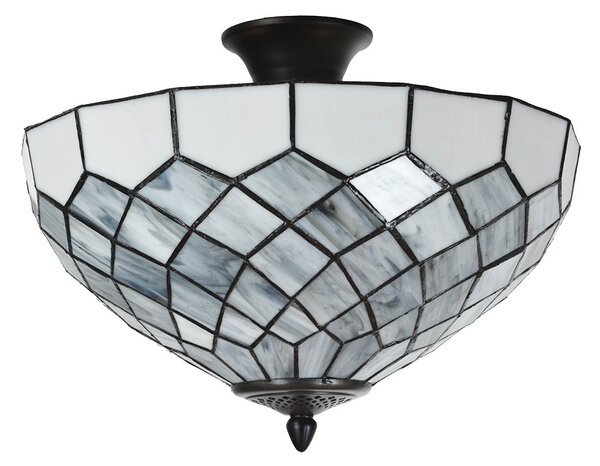 Bílo-šedá stropní lampa Tiffany Paulette - Ø 41*24 cm E14/ 2*40W - Clayre & Eef