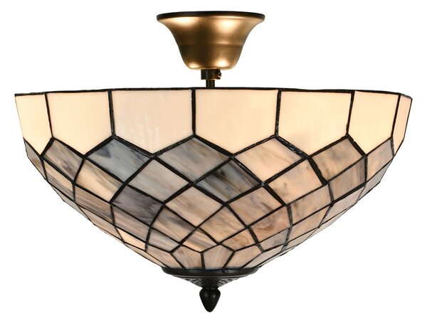 Bílo-šedá stropní lampa Tiffany Paulette - Ø 41*24 cm E14/ 2*40W - Clayre & Eef