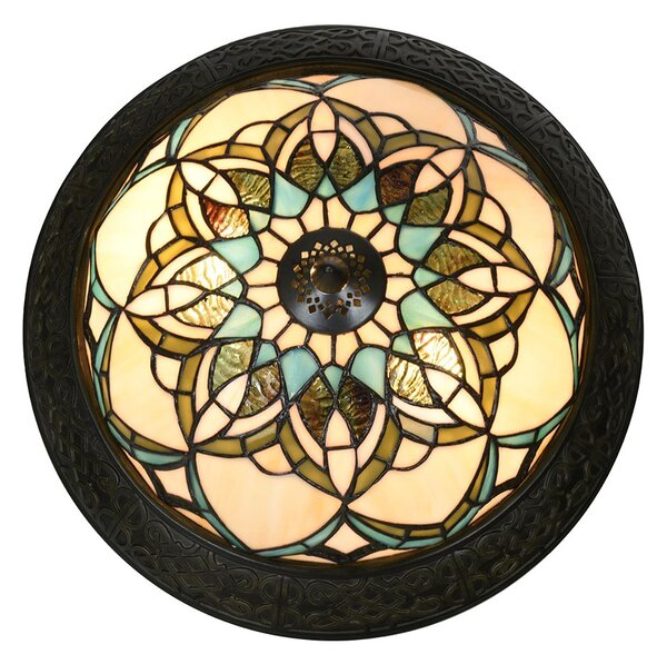 Béžovo-hnědá stropní lampa Tiffany Delafosse - Ø 37*19 cm E14/ 2*40W - Clayre & Eef