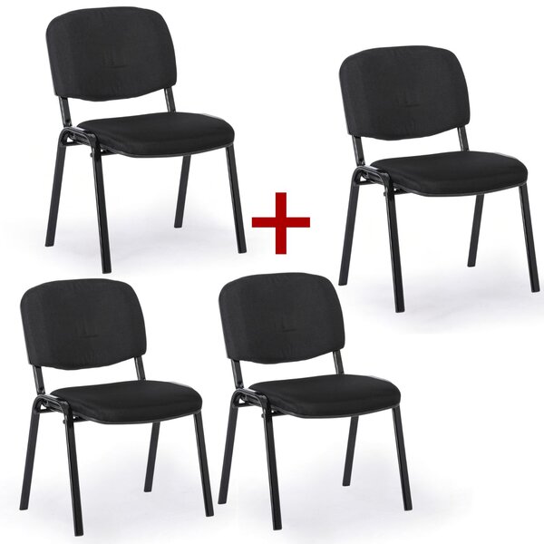 Konferenční židle VIVA PLUS 3+1 ZDARMA - černé nohy, černá