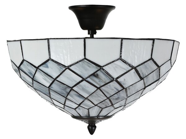 Bílo-šedá stropní lampa Tiffany Paulette - Ø 41*24 cm E14/ 2*40W - Clayre & Eef