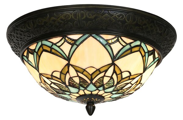Béžovo-hnědá stropní lampa Tiffany Delafosse - Ø 37*19 cm E14/ 2*40W - Clayre & Eef