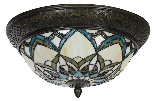 Béžovo-hnědá stropní lampa Tiffany Delafosse - Ø 37*19 cm E14/ 2*40W - Clayre & Eef