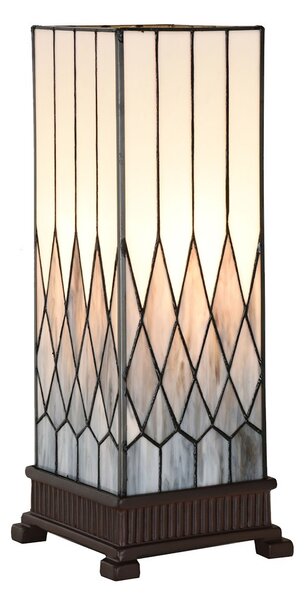 Bílo-šedá stolní lampa Tiffany Paulette - 17*17*43 cm E27/ 1*40W - Clayre & Eef