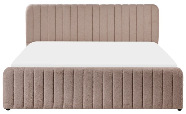 Postel s úložným prostorem LUNAN Buklé Taupe 180 x 200 cm