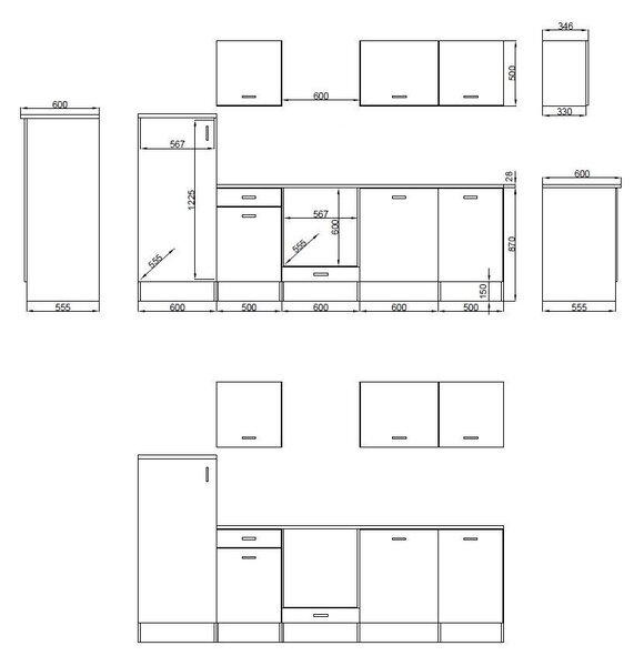KUCHYŇSKÝ BLOK 280 cm Respekta - Online Only kuchyňské linky, Online Only