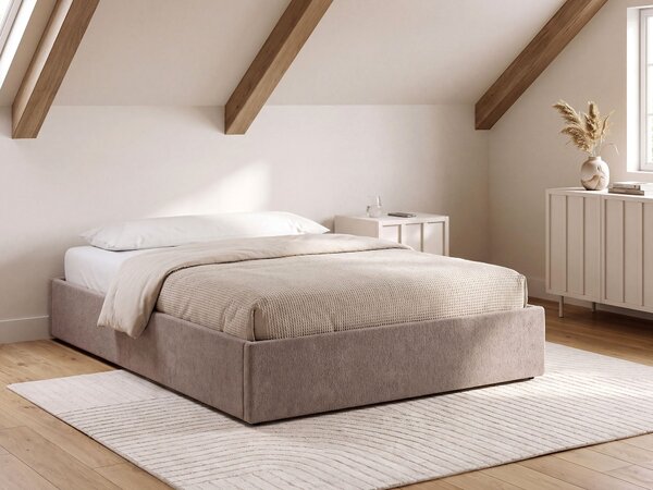 Postel s úložným prostorem bez čela DINAN Buklé Taupe 120 x 200 cm