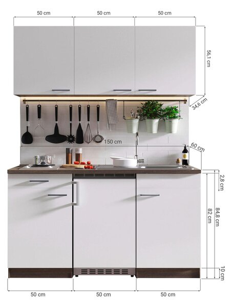 MINIKUCHYNĚ 150 cm Respekta - Online Only kuchyňské linky, Online Only