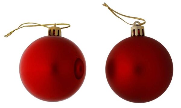 DECOLED Sada vánočních ozdob červená 6 cm plastové koule, 12× lesklá, 12× matná, balení 24 ks