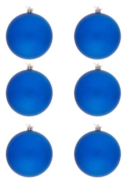 DECOLED Sada vánočních ozdob modrá plastová koule 10 cm matná, balení 6 ks