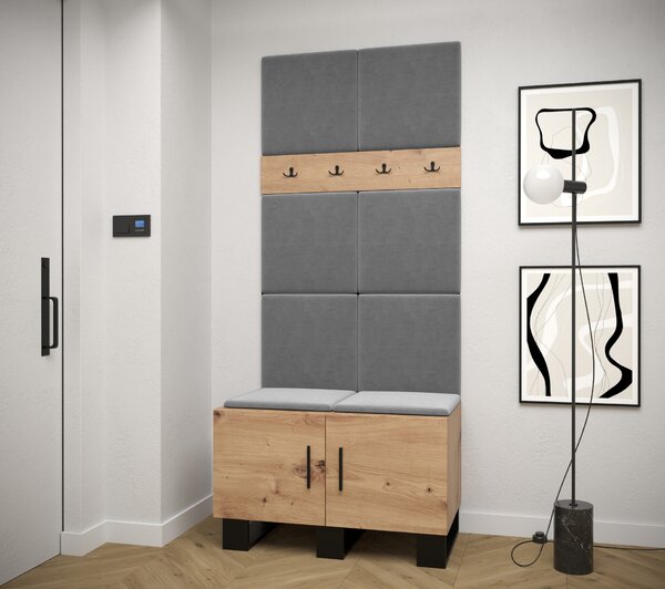 Předsíňová sestava Amanda 4 (dub artisan + tmavě šedá)