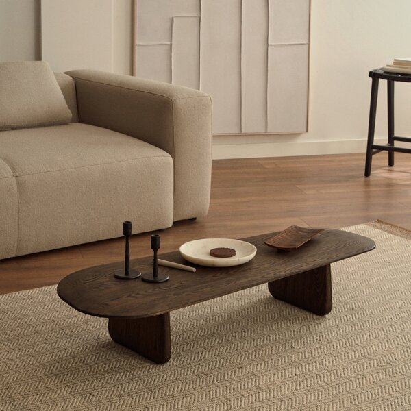 Kave Home Tmavý dubový konferenční stolek Pirita 147 x 65 cm