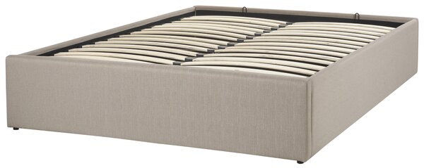 Postel s úložným prostorem bez čela DINAN Tkanina Taupe 120 x 200 cm