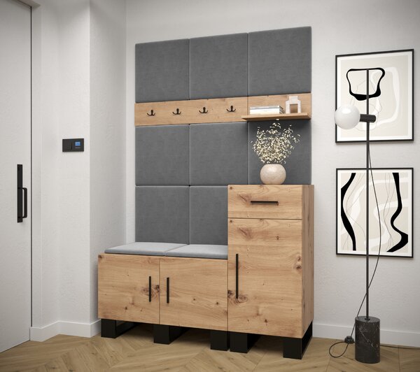 Předsíňová sestava Amanda 5 (dub artisan + tmavě šedá)