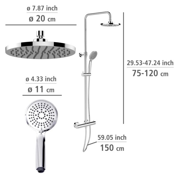 WENKO 25483100 - Sprchový systém WATERSAVING SYSTEM 120 cm lesk. chrom