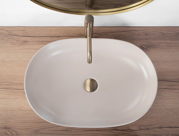 Rea Cleo, umyvadlo na desku 605x410x140 mm, béžová matná, REA-U9655