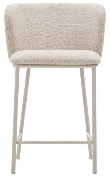 Kave Home Béžová barová židle Ciselia 65 cm s béžovou podnoží