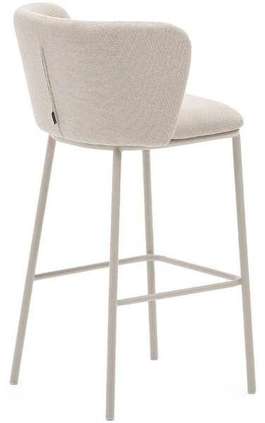 Kave Home Béžová barová židle Ciselia 75 cm s béžovou podnoží