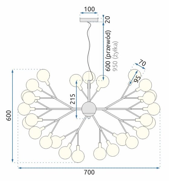 Toolight Stromová závěsná lampa 27 APP590-CP Černá