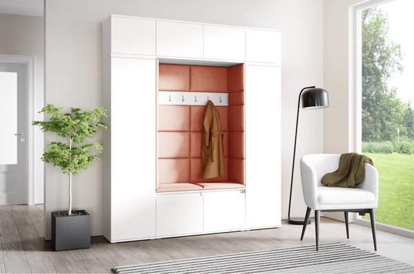 Předsíňová stěna AMI 32 Bez zrcadla Bílá Oranžová