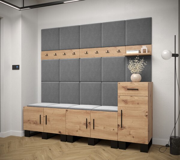 Předsíňová sestava Amanda 8 (dub artisan + tmavě šedá)