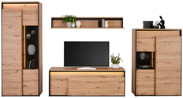 KOMODA POD TELEVIZI, černá, dub artisan, 155/55/41 cm Hom`in - Černé komody