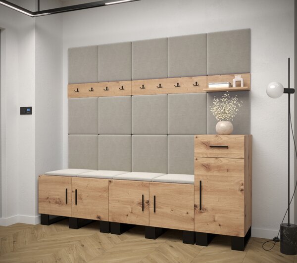 Předsíňová sestava Amanda 8 (dub artisan + béžová)