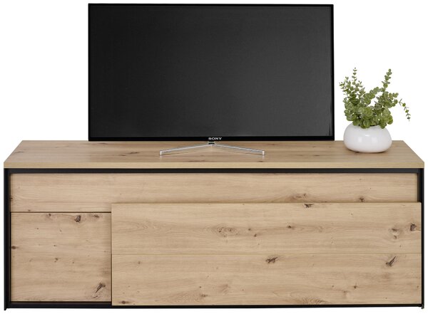 KOMODA POD TELEVIZI, černá, dub artisan, 155/55/41 cm Hom`in - Černé komody