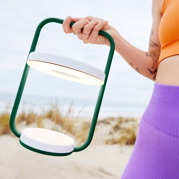 Tmavě zelená nabíjecí stolní LED lampa Fermob Ulli 30 cm