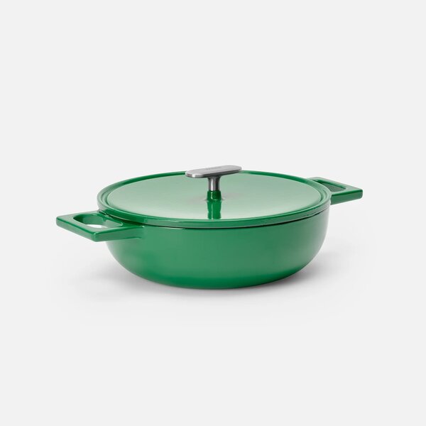 Fabini Tegame pánev Mattia 3.0, ø 26 cm - Smaltovaná litinová pánev s poklicí, lesklá zelená