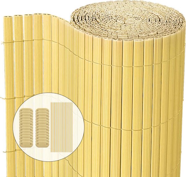 VOUNOT® PVC rohož na ochranu před zvědavými pohledy 80 x 500 cm, ochrana před zvědavými pohledy na balkon a terasu, bambus