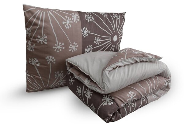 Set celoroční přikrývky 140x200 cm z dutého vlákna s polštářem 70x90 cm POLARIA, hnědá