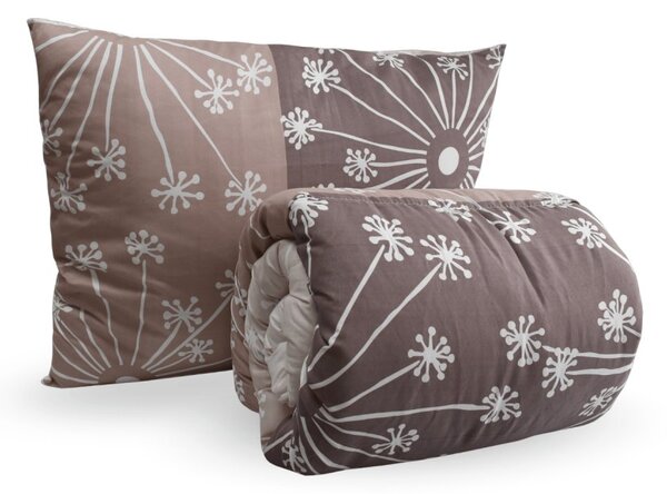 Set celoroční přikrývky 140x200 cm z dutého vlákna s polštářem 70x90 cm POLARIA, hnědá