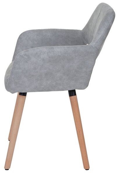 Sada 6 jídelních židlí HWC-A50 II, kuchyňská židle, retro design 50. let textil, vintage betonově šedá, světlé nohy