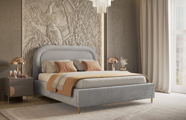 Maison de Rêve Světle šedá čalouněná dvoulůžková postel MIJA 140 x 200 cm s úložným prostorem