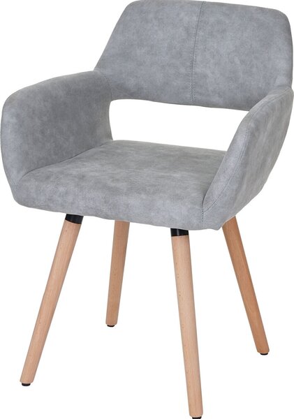 Sada 6 jídelních židlí HWC-A50 II, kuchyňská židle, retro design 50. let textil, vintage betonově šedá, světlé nohy