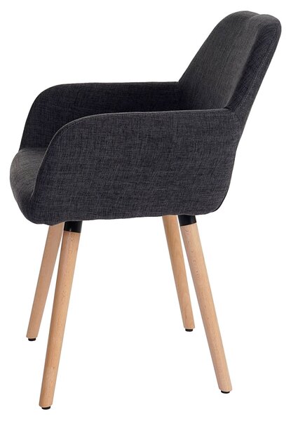 Sada 6 jídelních židlí HWC-A50 II, kuchyňská židle, retro design 50. let textil, tmavě šedá, světlé nohy