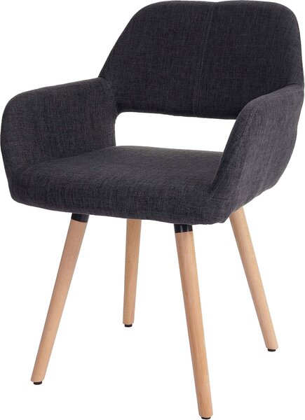 Jídelní židle HWC-A50 II, židle kuchyňská židle, retro design 50. let textil, tmavě šedá, světlé nohy