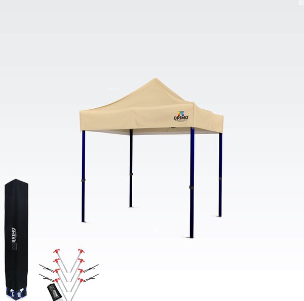 BRIMO Rozkládací stánek 2x2m: Ocel 45mm, 100% Nepromokavý - bez 3 stěn - Béžová S. Ocel eco