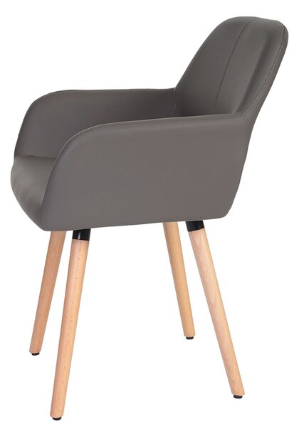 Sada 6 jídelních židlí HWC-A50 II, kuchyňská židle, retro design 50. let koženka, šedá, světlé nohy