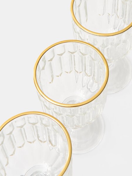 Sinsay - Sada sklenic s reliéfem a zlatým okrajem 4 pack - clear