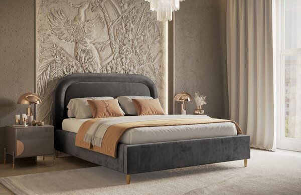 Maison de Rêve Antracitově šedá čalouněná dvoulůžková postel MIJA 140 x 200 cm s úložným prostorem