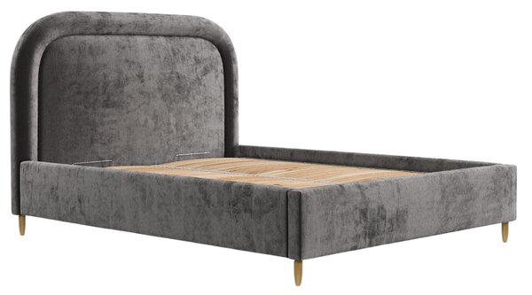 Maison de Rêve Antracitově šedá čalouněná dvoulůžková postel MIJA 140 x 200 cm s úložným prostorem