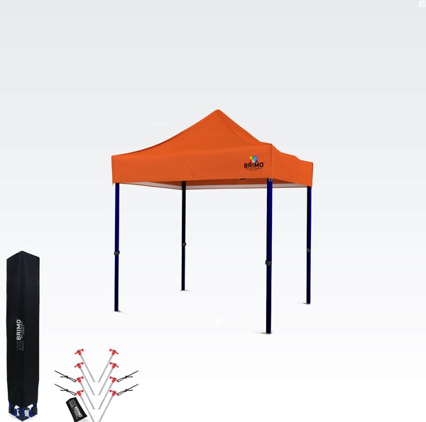 BRIMO Rozkládací stánek 2x2m: Ocel 45mm, 100% Nepromokavý - bez 3 stěn - Oranžová S. Ocel eco