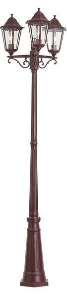 Klasická venkovní lucerna tmavě červená 220 cm 3-světla IP44 - Havana